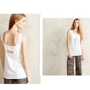 Anthropologie Lilka Benson Linen Blend White Tank Top Sz Sm NWT